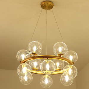 Moderne en métal doré bague bulle en <span class=keywords><strong>verre</strong></span> clair <span class=keywords><strong>suspension</strong></span> lumineuse décorative - Product Image 3