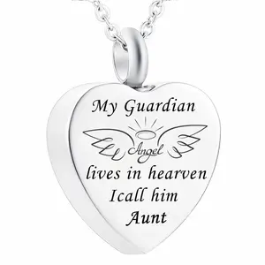 Charms heart Cremation Pendant Choker Necklaces Ash My Guardian Angel Keepsake Memorial Necklace Women Men Jewelry
