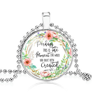 Grano de cadena al por mayor de plata rosario religión biblia verso vidrio foto collar joyería - Product Image 3