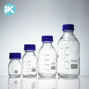 Huke Angepasst logo breiten schmalen mund 100 ml-1000 ml blau schraube kappe glas flasche labor reagenz flaschen