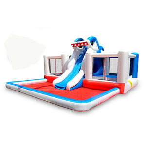<strong>Jumping</strong> from airborne inflatable for children inflatable house Castle <strong>shark</strong> with Water Slide - Product Image 2