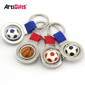 Metal 3d double sided rotatable football key chain keychain custom logo metal