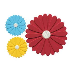 3D sun flower shape Anti-slip hot Pot Holder Silicone Heat Mat pad Placemat Flexible Heat Resistant Silicone Trivet Coaster