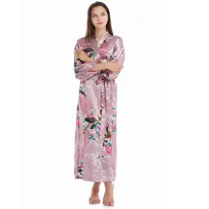 Yiwu proveedor Oxford nueva venta caliente de las mujeres de satén Kimono largo Pavo Real novia y dama de honor trajes
