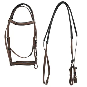 Colorful Fancy Australian Saddle Style Horse Bridle PVC Coated Nylon Plastic in Brown English Saddle and Leather Halter Design