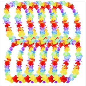 V-1076 fiori artificiali per capelli collana hawaiana arcobaleno colore ghirlanda fiori artificiali Luau Leis per la decorazione - Product Image 4