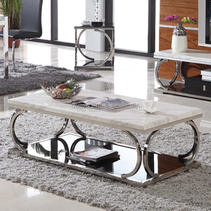Foshan muebles de sala moderna base de acero mármol <span class=keywords><strong>travertino</strong></span> <span class=keywords><strong>mesa</strong></span> de café - Product Image 1