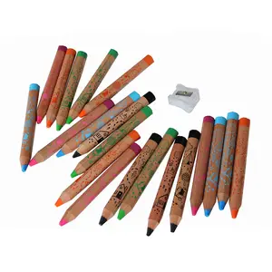 Low price woody wax crayons 12pcs packaged in customized carton box