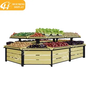 Étagères mobiles en bois pour légumes et fruits, personnalisées, un affichage personnalisable pour les courses