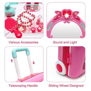 Juego de juguetes de <span class=keywords><strong>maquillaje</strong></span> Pretend Play-Tocador de princesa de belleza y maleta 2 en 1 Regalo para niñas, Rosa - Product Image 5