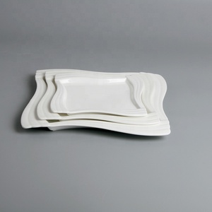 Microondas grace <span class=keywords><strong>ola</strong></span> de diseño borde blanco de cerámica cuadrada de la placa de la cena para <span class=keywords><strong>restaurante</strong></span> - Product Image 2