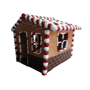Parc extérieur commercial décoration <span class=keywords><strong>de</strong></span> Noël statue en fibre <span class=keywords><strong>de</strong></span> verre décoré centre commercial géant Santa Gingerbread House - Product Image 2