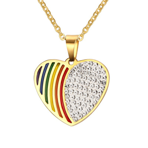 Vogue Lgbt joyería Arco Iris corazón colgante lesbiana collar - Product Image 1