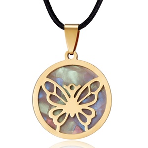 Kalung Liontin Baja Tahan Karat Wanita, Liontin Kupu-kupu Burung Hantu Kura-kura Capung Berlapis Emas 14K