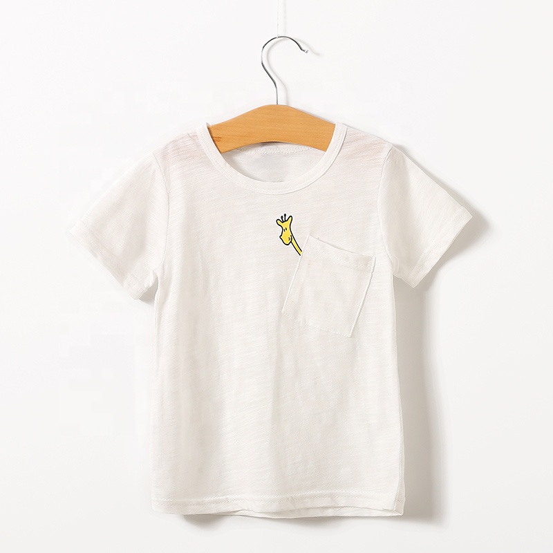 Оптовая продажа, летняя футболка с коротким рукавом для новорожденных, повседневная детская футболка на заказ, Однотонная футболка с круглым вырезом для малышей