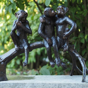 Nuevo diseño escultura Animal <span class=keywords><strong>vida</strong></span> tamaño bronce mono estatuas - Product Image 1