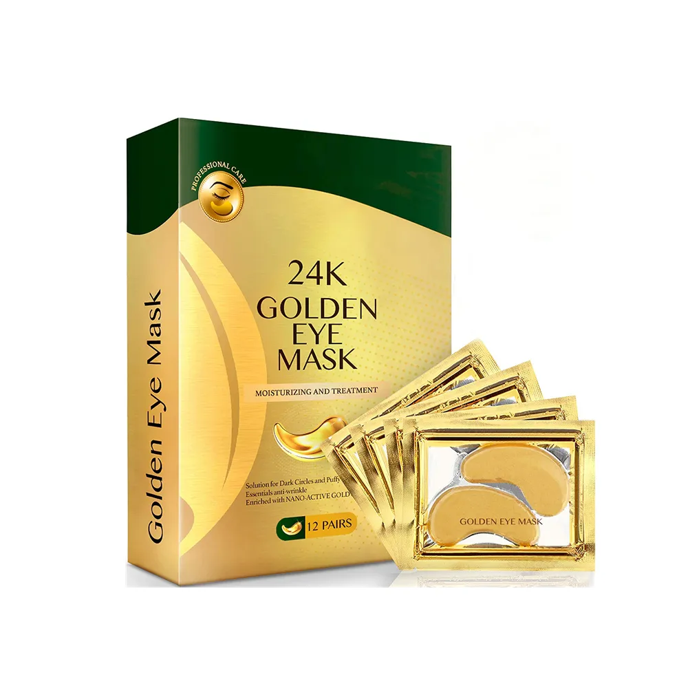 Parche para el cuidado de los ojos, hidrogel de colágeno, gel hidrogel, 24k, dorado, parches para los ojos