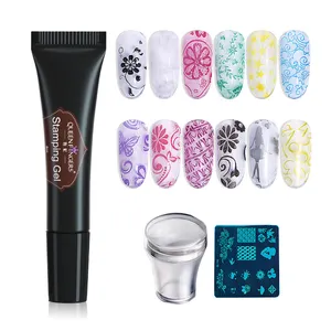 Gel UV brossé pour Nail Art, tampon à tremper, huile d'impression avec tampon, 8ML, 1 pièce