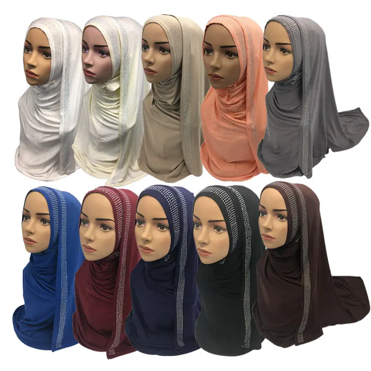 Penjualan Laris Batu Katun Mercerisasi Wanita 70*170Cm Modal Katun Syal Jilbab