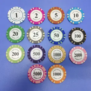 Grosir Las Vegas Tanah Liat Poker Chip dengan Stiker Inlay