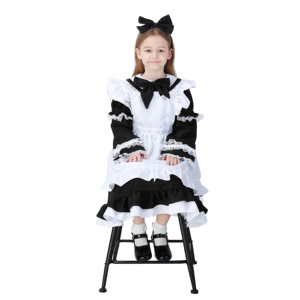 Costume de femme de chambre classique en vente chaude d'usine, noir et blanc, costumes de femme de chambre, costume de femme de chambre pour enfants - Product Image 5