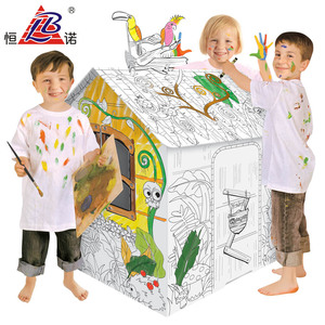 Casetta della Giungla in Cartone Fai-da-Te Giocattolo da Colorare per Bambini con Pennarelli - Product Image 1
