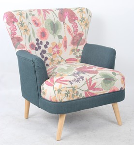 Bois Jambe Canapé Chaise, Fleur <span class=keywords><strong>Tissu</strong></span> <span class=keywords><strong>Fauteuil</strong></span>, Chaise Accoudoir Chaise D'appoint <span class=keywords><strong>Tissu</strong></span> - Product Image 1