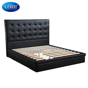 Современная кровать со спинкой, кожаный ящик для хранения ювелирных изделий с мягкой обивкой Super King Size кровати с выдвижным ящиком для продажи