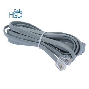 24AWG RJ12 التصحيح سلك الهاتف 6P6C متعددة النواة مستقيم وحدات كابل مع رئيس الكريستال في الأماكن المغلقة