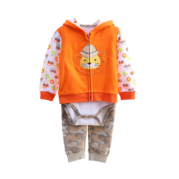 Оптовая продажа куртки капюшоном длинными рукавами для малышей бодиштаны комплект одежды из 3 шт для маленьких мальчиков