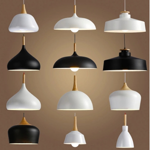 Lampe suspendue en <span class=keywords><strong>bois</strong></span> d'aluminium moderne blanc <span class=keywords><strong>noir</strong></span> design chapeau simple - Product Image 2