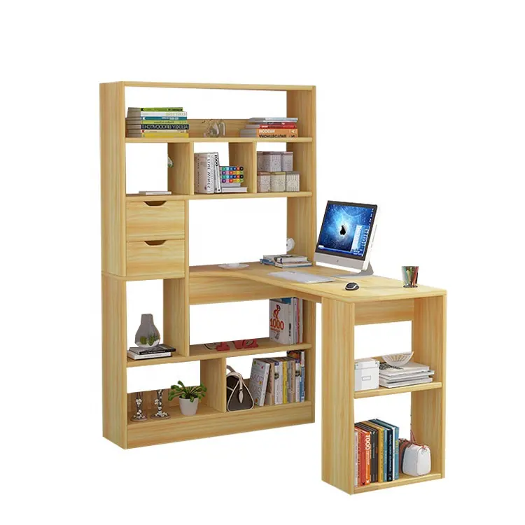 simple wood japanese computer desk bookcase combination for study