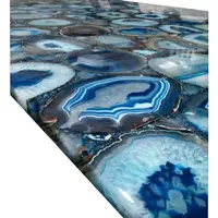 جميلة الطبيعية الفاخرة الديكور مصقول حجر ألواح زجاجية زرقاء أونيكس العقيق الجدول
