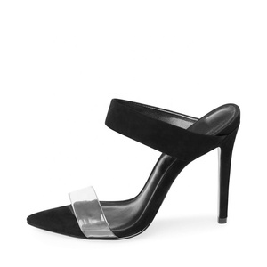 Open Toe Heeled <strong>Mules</strong> for Women Height Increasing <strong>Clear</strong> <strong>Heels</strong> Slip-On Closure for Spring and Summer - Product Image 1