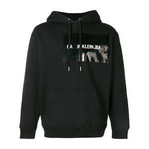 Alta calidad terry francés negro tejido personalizado de impresión de gota hombro y bolsillo canguro streetwear - Product Image 2
