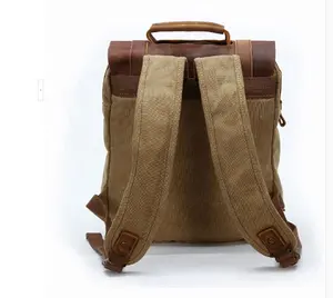 promotional custom cheap khaki cute vintage outdoor computer canvas backpack wholesale