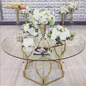Lusso moderno evento superiore di vetro oro di base in acciaio inox tavolino rotondo