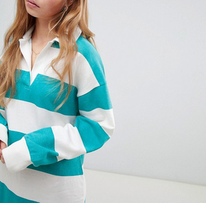 De la mujer 100% algodón de manga larga <span class=keywords><strong>vestido</strong></span> clásico de Polo de Rugby a <span class=keywords><strong>rayas</strong></span> camisa de Polo - Product Image 4