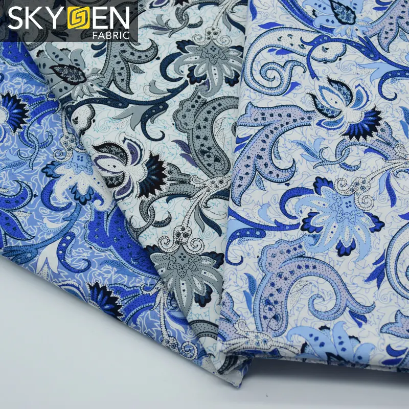 Skygen souple popeline fleur t-shirt imprimé africain 97 coton 3 spandex tissu extensible