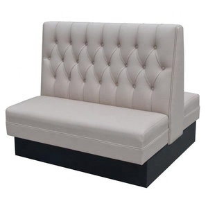 Dos lados Booth sofá de madera de cuero genuino <span class=keywords><strong>restaurante</strong></span> de cuero blanco booth asientos para venta - Product Image 2