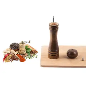 Einhand-Bambus-Holz-Chili-Salz-und Pfeffermühlen-Kit Manuelles Großmühlen-Set mit einstellbarer Grobheit Keramik olive