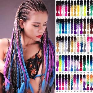 Crochet trenzado Ombre 60 colores <span class=keywords><strong>Kanekalon</strong></span> 24 pulgadas extensión del <span class=keywords><strong>pelo</strong></span> trenzado trenzas de Crochet trenzas Jumbo - Product Image 2