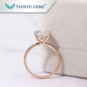 Super blanco oval corte moissanite diamante anillo-3ct solitario oro rosa moissanite anillo - Product Image 4