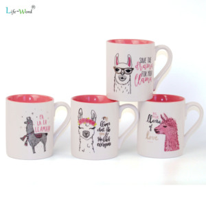 Compra popular <span class=keywords><strong>a</strong></span> granel diseño popular de la llama de las tazas grandes dentro de la taza de café de cerámica rosada para el reg - Product Image 1