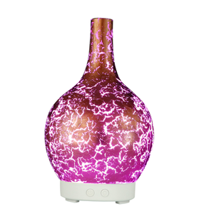 Difusor de aceite esencial de ámbar iridiscente de vidrio de mosaico craquelado, <span class=keywords><strong>humidificador</strong></span> de carcasa de aromaterapia 100ml - Product Image 2