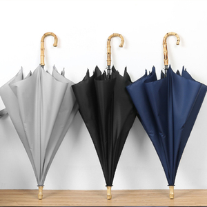 Parapluie droit vintage de style japonais ancien avec manche en bambou en forme de J - Product Image 4