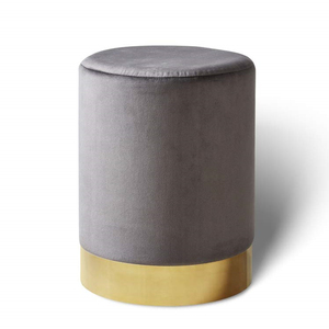 Pouf Ottoman en Tissu Velours pour Salon, Base Métallique Dorée, Repose-Pieds Rond, Vente Chaude - Product Image 5