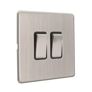 2 gang 1 way switch sliver color metal switch electrical switch
