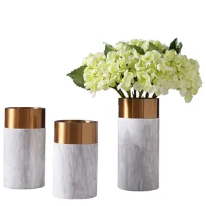 Vasos de flores de mármore de pedra natural, para decoração caseira