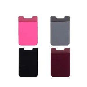 Removable sticky silicone credit card holder custom logo silicone card holder for phones
